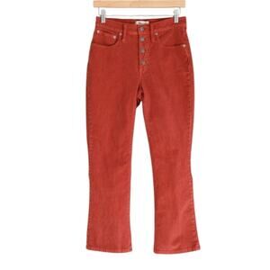 Madewell Jeans Brick Orange Corduroy Cali Demi Boot Flare Cropped Pants Size 32
